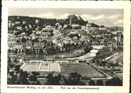 Marburg Lahn Universitaetsstadt Blick von Bismarckpromenade Kat. Marburg