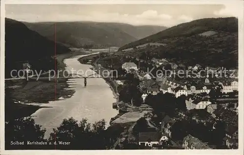 Bad Karlshafen Stadtbild mit Weser Bruecke Solbad Weserbergland Kat. Bad Karlshafen