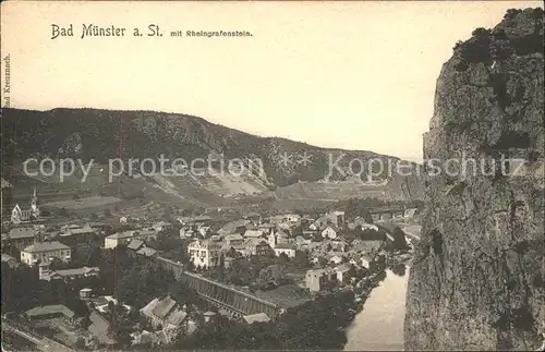 Bad Muenster Stein Ebernburg mit Rheingrafenstein Felsmassiv Gradierwerk / Bad Muenster am Stein-Ebernburg /Bad Kreuznach LKR