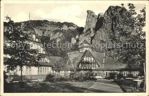 Bad Muenster Stein Ebernburg Kurgarten Baederhaus Rheingrafenstein Felsmassiv / Bad Muenster am Stein-Ebernburg /Bad Kreuznach LKR