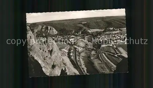 Bad Muenster Stein Ebernburg Blick vom Rotenfels Felsmassiv Nahe Ebernburg / Bad Muenster am Stein-Ebernburg /Bad Kreuznach LKR