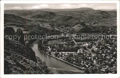 Bad Muenster Stein Ebernburg Blick von der Gans auf Rheingrafenstein Felsmassiv Nahe / Bad Muenster am Stein-Ebernburg /Bad Kreuznach LKR