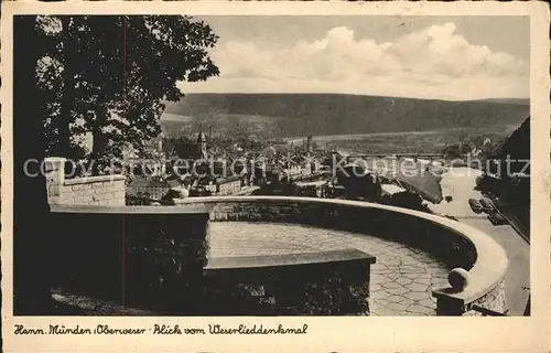 Hann. Muenden Blick vom Weserlieddenkmal Aussichtspunkt Kat. Hann. Muenden