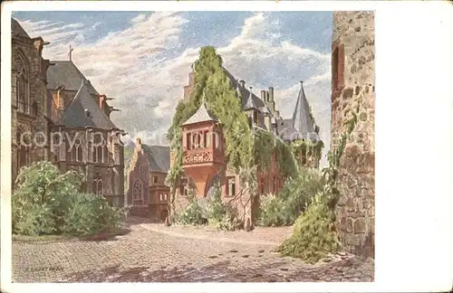 Marburg Lahn Nr. 2 Hinter der Elisabethkirche Kuenstlerkarte K. Lindegreen Kat. Marburg