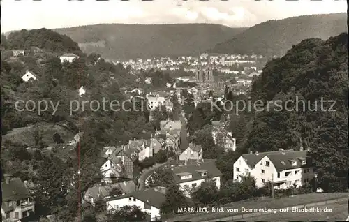 Marburg Lahn Blick vom Dammesberg auf Elisabethkirche Kat. Marburg