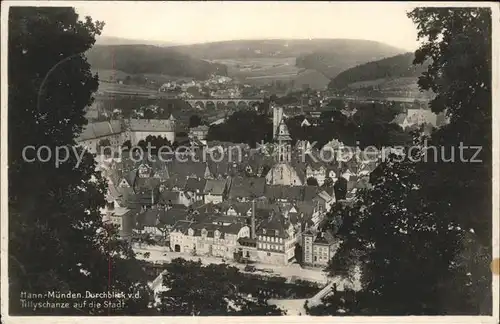 Hann. Muenden Durchblick von Tillyschanze Aussichtsturm Kat. Hann. Muenden