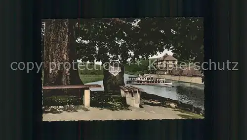 Hann. Muenden Am Weserstein Dampfschiff Zusammenfluss von Werra und Fulda zur Weser Spruch Kat. Hann. Muenden