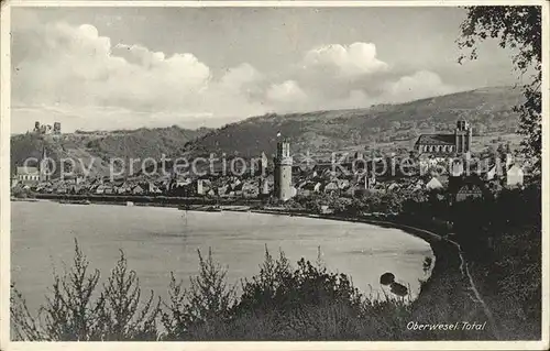 Oberwesel Rhein Partie am Rhein Turm Kirche Burg Schoenburg / Oberwesel /Rhein-Hunsrueck-Kreis LKR