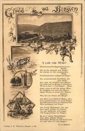 Bingen Rhein Bingenbrueck Nahemuendung Lied  s Lob vun Binge F. v.Kobell Kat. Bingen am Rhein