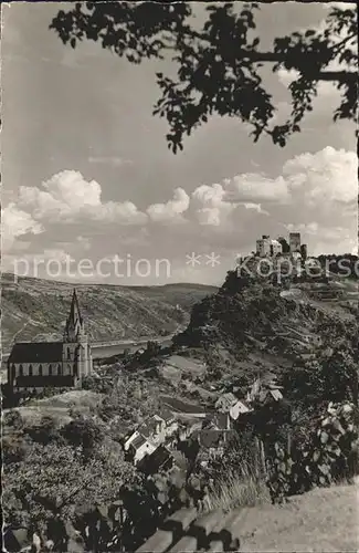 Oberwesel Rhein Liebfrauenkirche und Burg Schoenburg / Oberwesel /Rhein-Hunsrueck-Kreis LKR