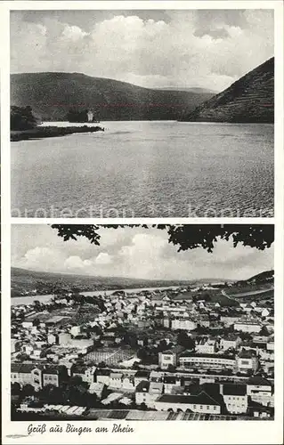 Bingen Rhein Blick zum Maeuseturm Gesamtansicht Kat. Bingen am Rhein