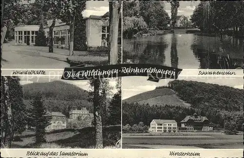 Reinhardshausen Wandelhalle Schwanenteich Sanatorium Kinderheim Kat. Bad Wildungen