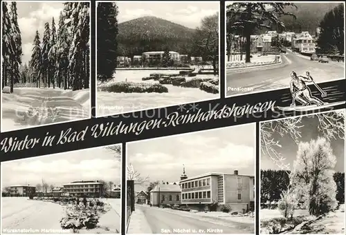 Reinhardshausen Winterimpressionen Kurgarten Pensionen Sanatorium Kat. Bad Wildungen