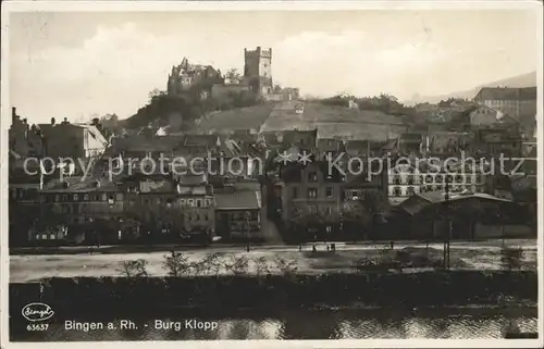 Bingen Rhein Ortsansicht mit Burg Klopp Kat. Bingen am Rhein