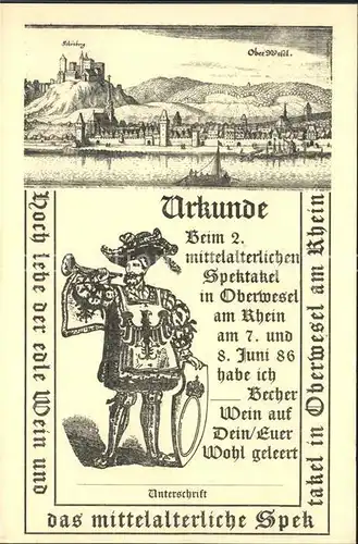 Oberwesel Rhein Urkunde Mittelalterliches Spektakel Burg Schoenburg Handdruckpresse / Oberwesel /Rhein-Hunsrueck-Kreis LKR