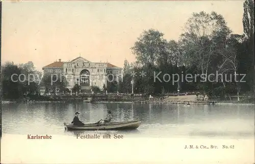 Karlsruhe Festhalle mit See Kat. Karlsruhe