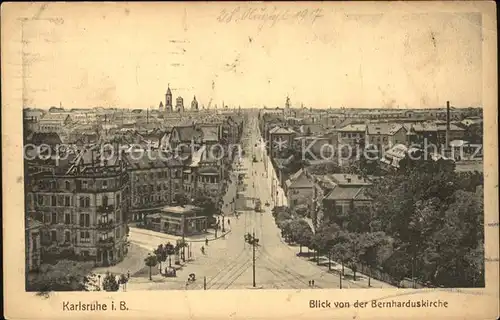 Karlsruhe Blick von der Bernharduskirche Kat. Karlsruhe