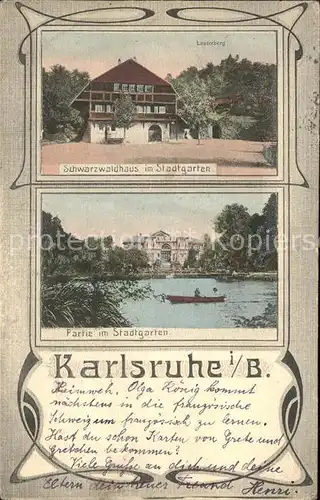 Karlsruhe Schwarzwaldhaus im Stadtgarten Bootspartie Kat. Karlsruhe