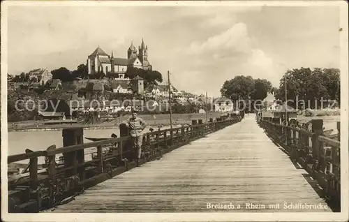 Breisach Rhein Rheinbruecke mit Muenster Kat. Breisach am Rhein