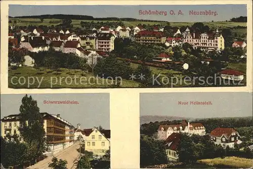 Schoemberg Schwarzwald Panorama Schwarzwaldheim Neue Heilanstalt Kat. Schoemberg
