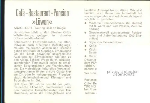 Dornstetten Wuerttemberg Cafe Restaurant Loewen / Dornstetten /Freudenstadt LKR