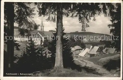 Schoenwald Schwarzwald Teilansicht Kirche Kat. Schoenwald im Schwarzwald