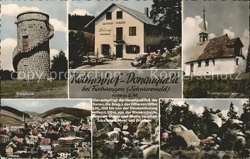 Furtwangen Kolmenhof Donauquelle Brendturm Martinskapelle Kat. Furtwangen im Schwarzwald