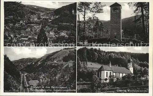 Triberg Schwarzwald Ortsblick Krieger Ehrenmal Schwarzwaldbahn Wallfahrtskirche Kat. Triberg im Schwarzwald