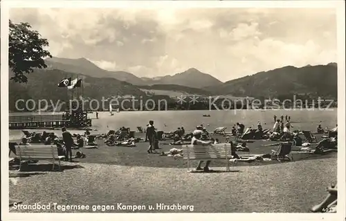 Tegernsee Strandbad gegen Kampen und Hirschberg Kat. Tegernsee