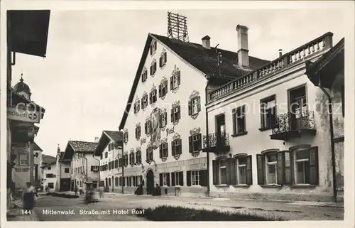 Mittenwald Bayern Strasse mit Hotel Post Kat. Mittenwald