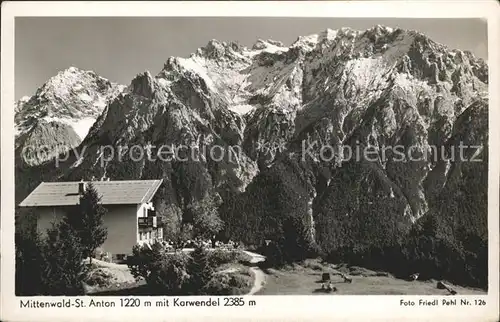 Mittenwald Bayern St Anton Gasthaus mit Karwendel Kat. Mittenwald