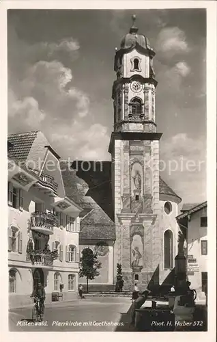 Mittenwald Bayern Pfarrkirche mit Goethehaus Kat. Mittenwald