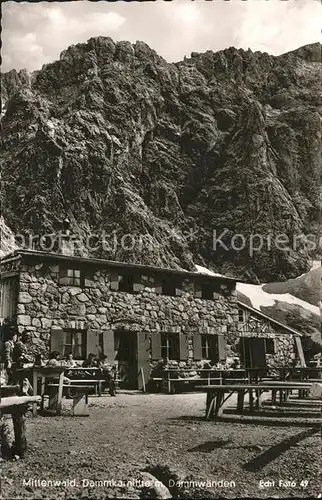 Mittenwald Bayern Dammkarhuette mit Dammwaenden Kat. Mittenwald