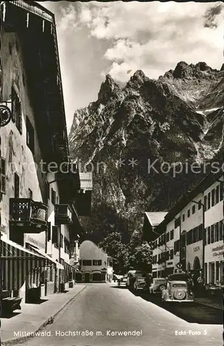 Mittenwald Bayern Hochstrasse mit Karwendel Kat. Mittenwald