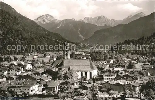 Mittenwald Bayern Panorama mit Tiroler Bergen Kat. Mittenwald