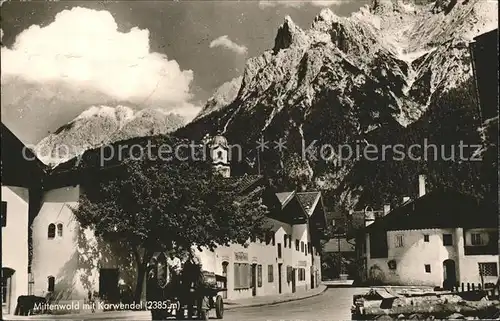 Mittenwald Bayern Teilansicht mit Karwendel Kat. Mittenwald