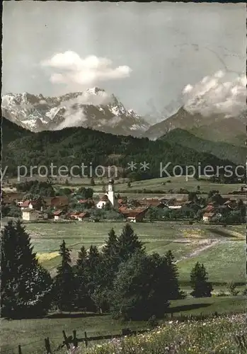 Ohlstadt Ortsblick mit Alpenpanorama Kat. Ohlstadt