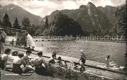 Oberammergau Alpenbad mit Notkarspitze und Kofel Kat. Oberammergau