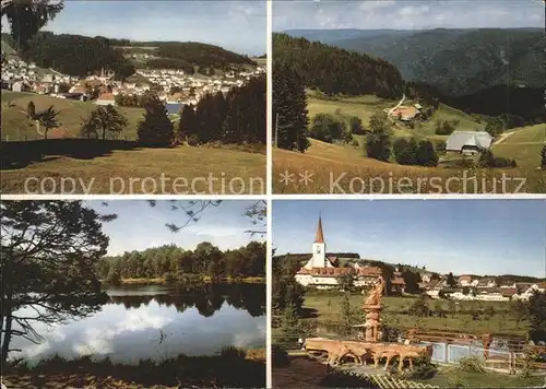 Schonach Schwarzwald Panorama Kirche Brunnen See Kat. Schonach im Schwarzwald