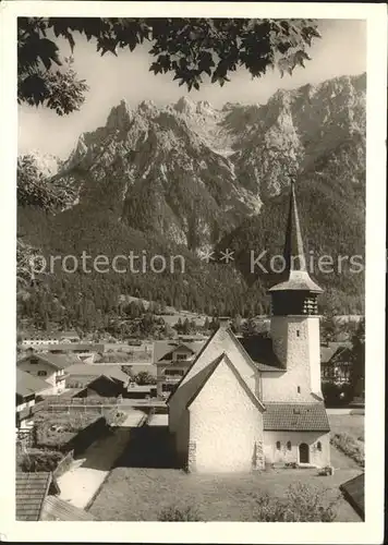 Mittenwald Bayern Ev Kirche mit Karwendel Kat. Mittenwald