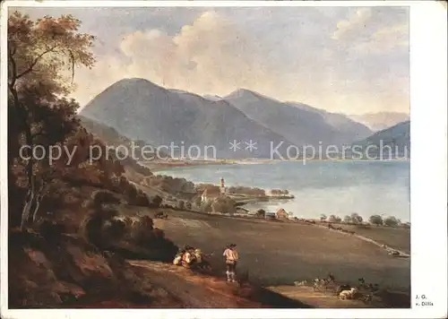 Tegernsee See Panorama 1925 Kat. Tegernsee