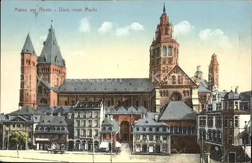 Mainz Rhein Blick auf den Dom vom Markt aus / Mainz Rhein /Mainz Stadtkreis