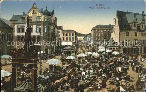 Mainz Rhein Markt mit Brunnen / Mainz Rhein /Mainz Stadtkreis