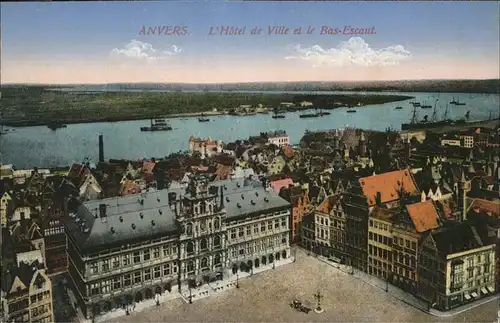 Anvers Antwerpen Hotel de Ville et le Bas-Escaut