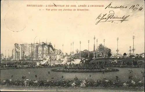 aw01407 Bruxelles Bruessel 1910 Apres L Incendie, Jardins Bruxelles Kategorie.  Alte Ansichtskarten