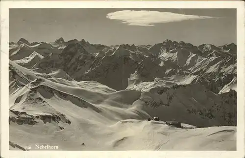 Nebelhorn Blick gegen Maedelegabelgruppe Hoefats und Gr Krottenkopf