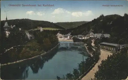 Giesshuebl Sauerbrunn Tschechien Ansicht flussabwaerts Kat. Kyselka