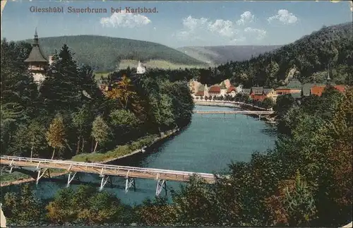 Giesshuebl Sauerbrunn Tschechien Ansicht flussabwaerts Bruecke Kat. Kyselka