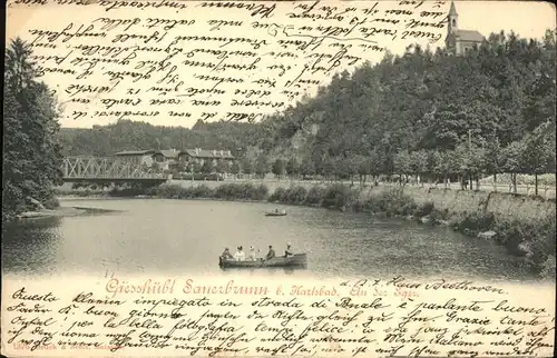 Giesshuebl Sauerbrunn Tschechien Partie an der Eger Paddelboot Kapelle Kat. Kyselka