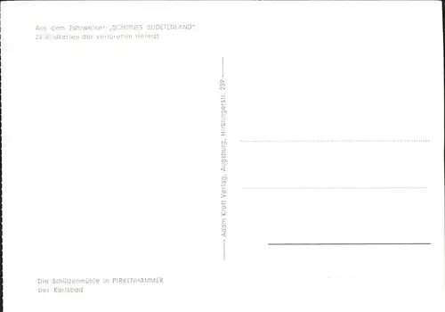 Pirkenhammer Schuetzenmuehle Fachwerkhaus Wegekreuz Serie Jahrweiser "Schoenes Sudetenland" Bildkarten Kat. Tschechische Republik
